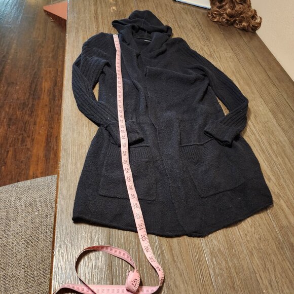 Halogen Hooded Wool blend Cardigan Sweater Black Large Some pilling - Picture 2 of 12